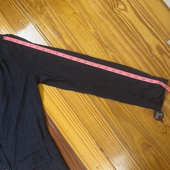 Zara Floral Jacquard Blazer Jacket Size Small Dark Blue Double Breasted Brocade - Picture 7 of 16